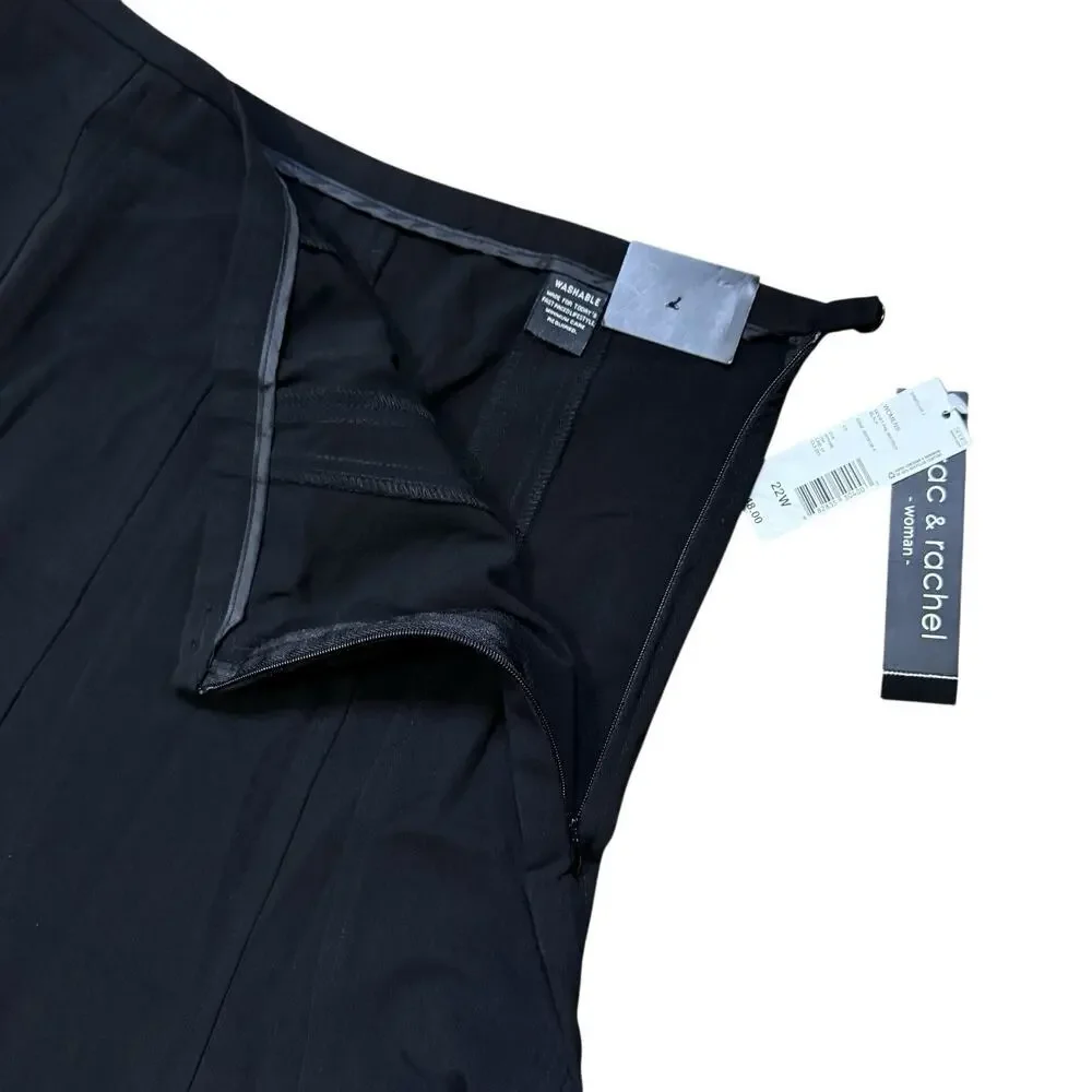 Zac & Rachel Woman Plus Black Comfort Stretch A-Line Knee Length Skirt Size 22W